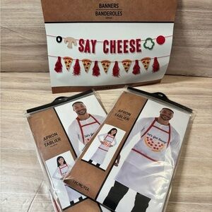 Let's Get Saucy Pizza Apron & Banner set